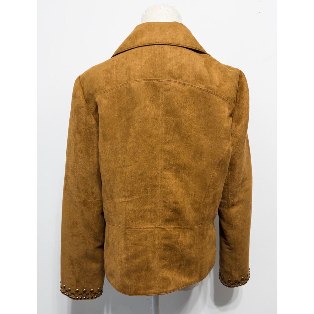 Chico’s women's embellished faux suede jacket sz 1 luxe‎ boho chic artisan glam - Picture 2 of 6